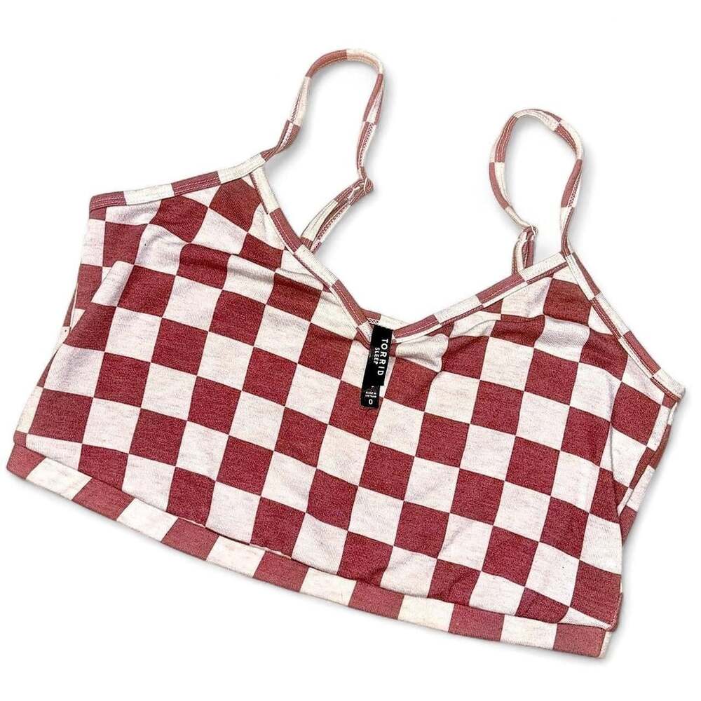 Torrid Sleep Checkered Crop Top Size 0 Red White